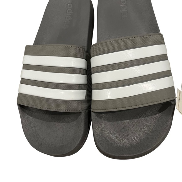 NWT, Men's Adidas Adilette Shower Slides Grey/White, Sz 11 - Picture 8 of 11